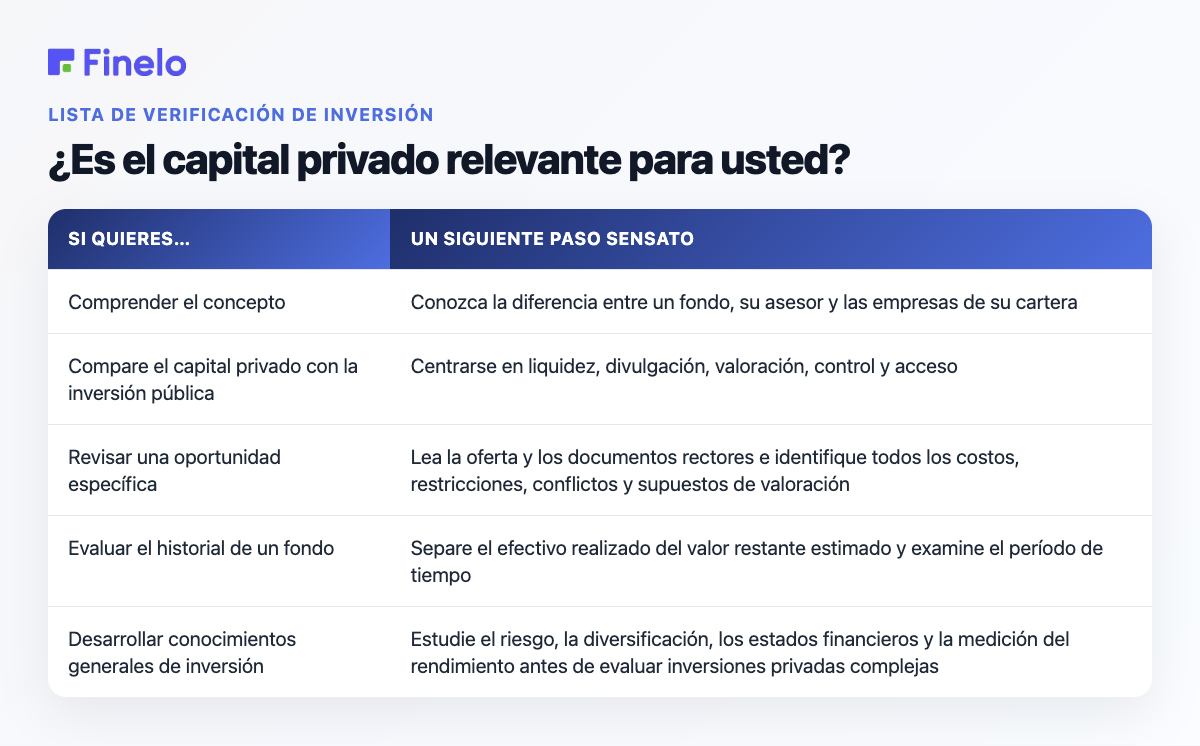 ¿Es el capital privado relevante para usted?: Si quiere..., un siguiente paso sensato