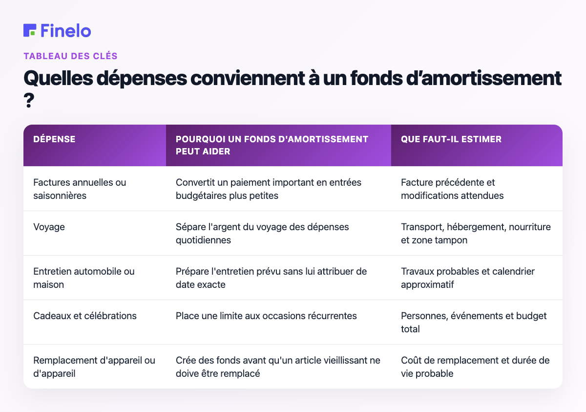 Quelles dépenses conviennent à un fonds d'amortissement ? : Dépenses, Pourquoi un fonds d'amortissement peut aider, Que faut-il estimer