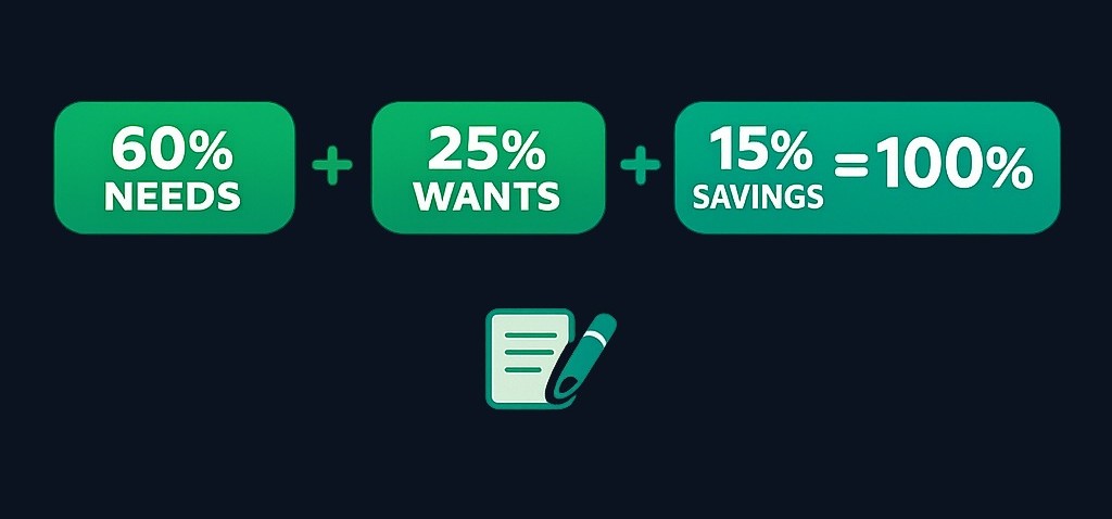 When you adjust the percentages to fit your situation, make sure they still add up to 100%. For example, if high housing costs push needs