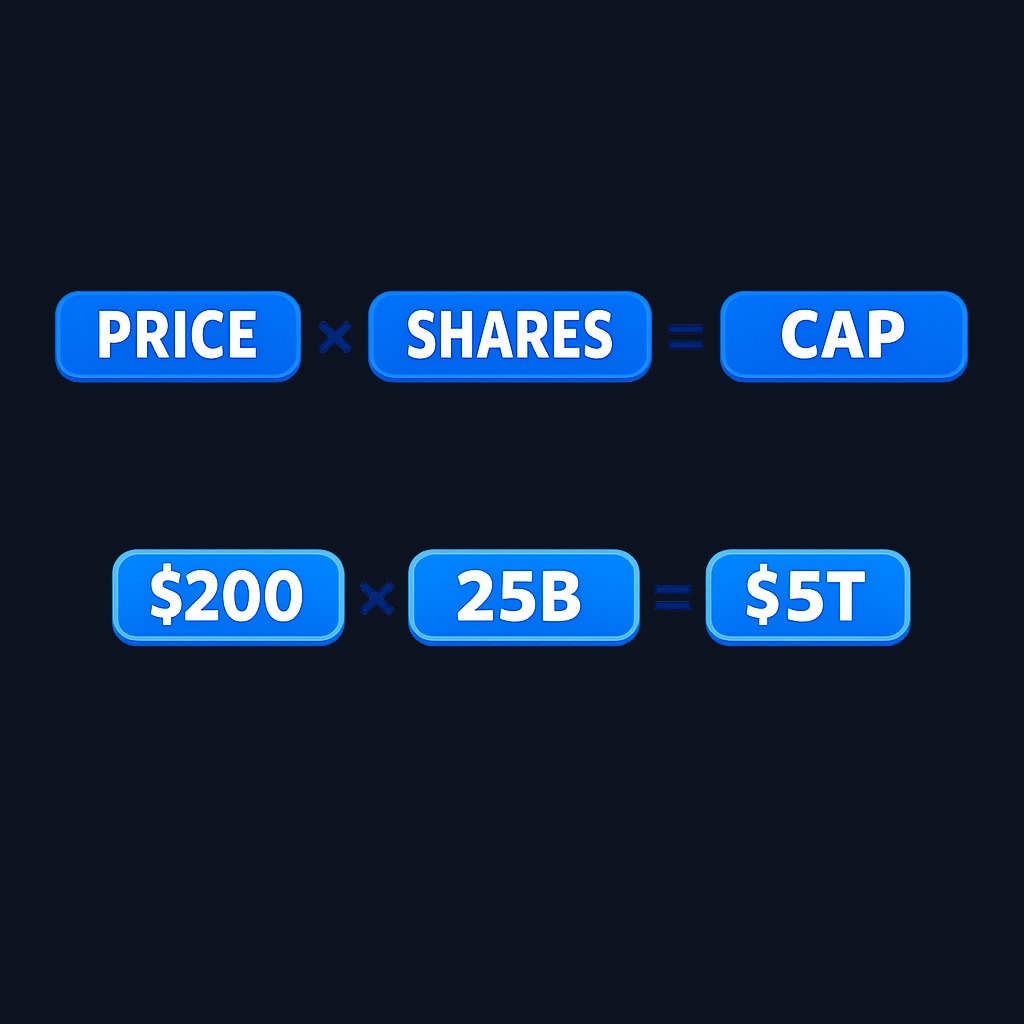 Market capitalization is simply the stock price multiplied by the number of shares outstanding. A $5 trillion market cap doesn't tell you if a