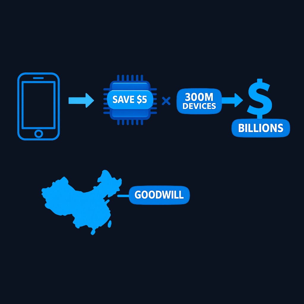 Apple's cost calculus: Chinese memory suppliers offer lower per-unit costs that multiply across hundreds of millions of devices, creating billions in potential savings while also gaining favor in China — Apple's second-largest market.