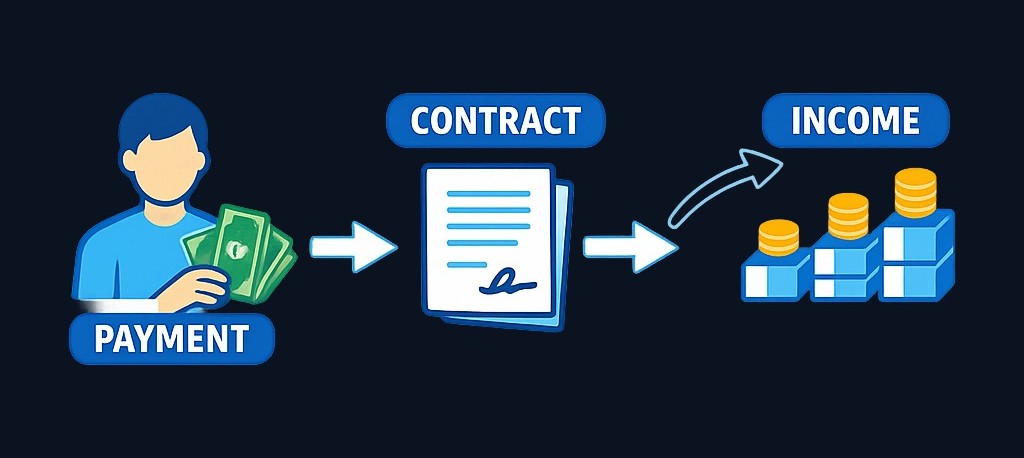 How an annuity works: you provide money (lump sum or series of payments) to an insurance company, which then provides scheduled payments back to you according to contract terms.