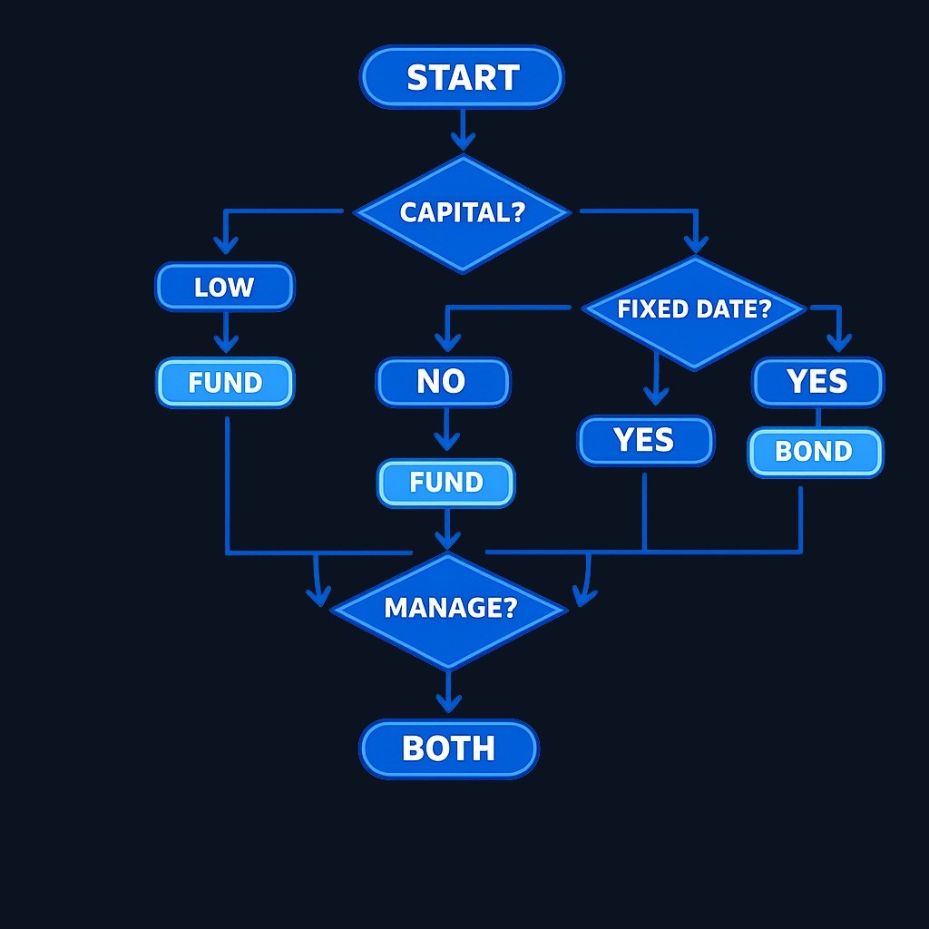 The decision between bond funds and individual bonds hinges on your available capital, whether you have a specific future date you're saving toward, and your willingness to research and manage individual positions. Many investors use both: a core bond fund for