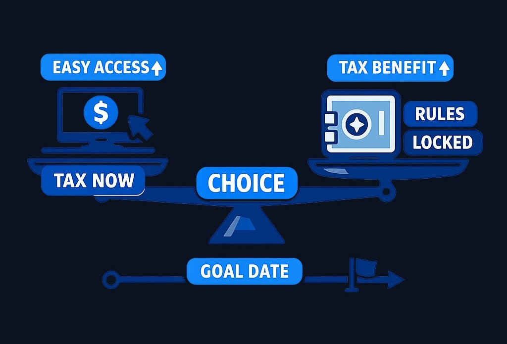 The central tradeoff: brokerage accounts offer flexible access but create tax events during investing; IRAs provide tax advantages but impose contribution limits and withdrawal restrictions. The better choice depends on when you need the money and which tax treatment