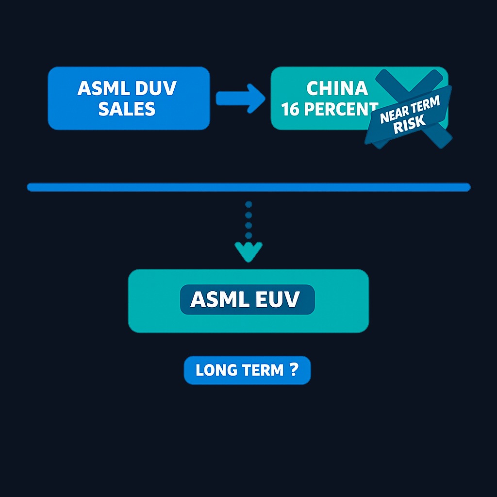 Chinese domestic lithography machines threaten ASML's older DUV product sales to China first (approximately 16% of recent revenue), before potentially challenging the advanced EUV market in the future.