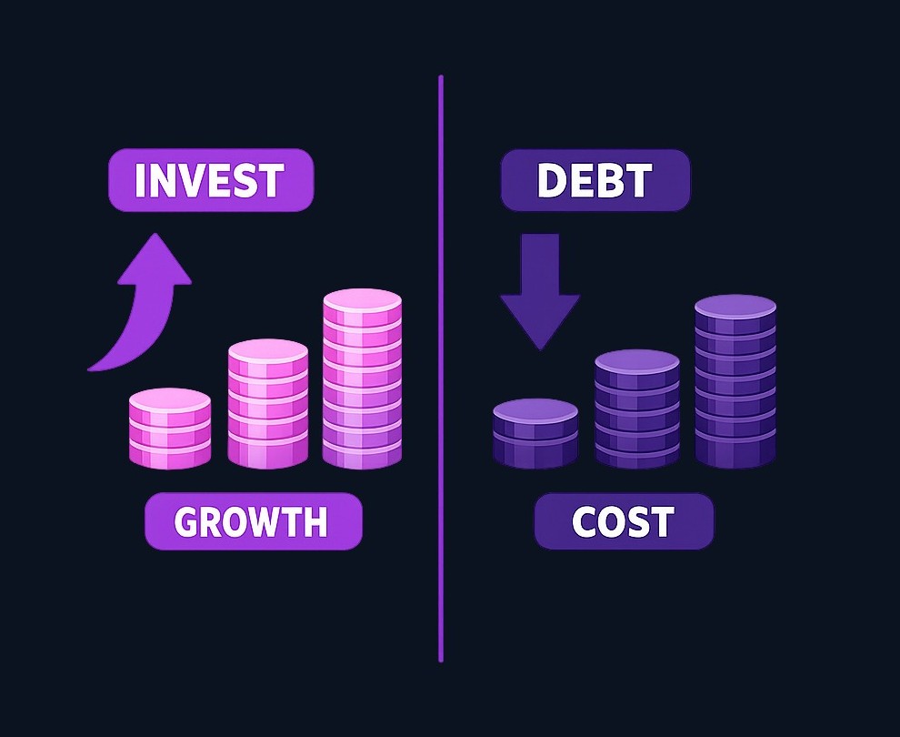 Interest compounds in two directions. When you invest, returns reinvest and may accelerate growth. When you carry debt, interest
