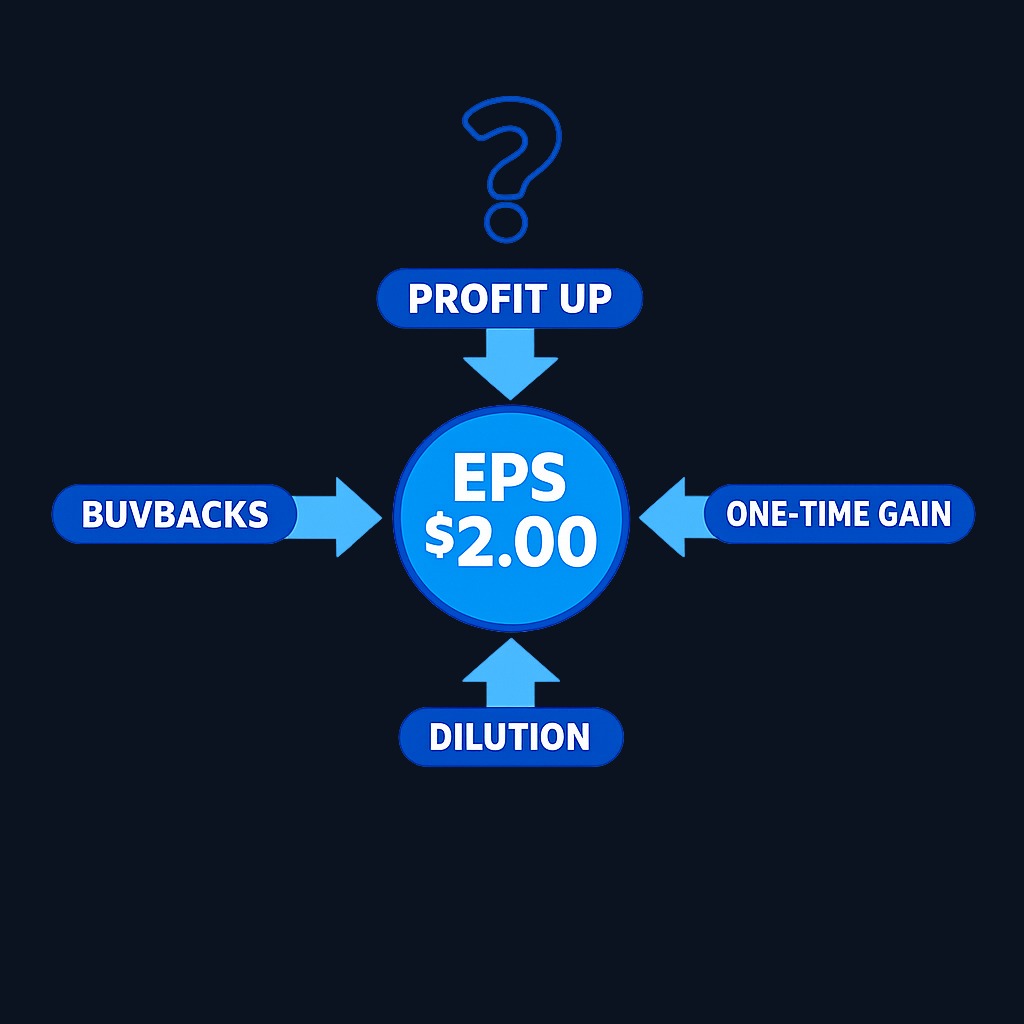 The headline EPS number can tell very different stories depending on what moved it: genuine profit growth, share count manipulation, one- time gains, or dilution. Always dig into the components and trends behind the single figure before drawing investment conclusions.