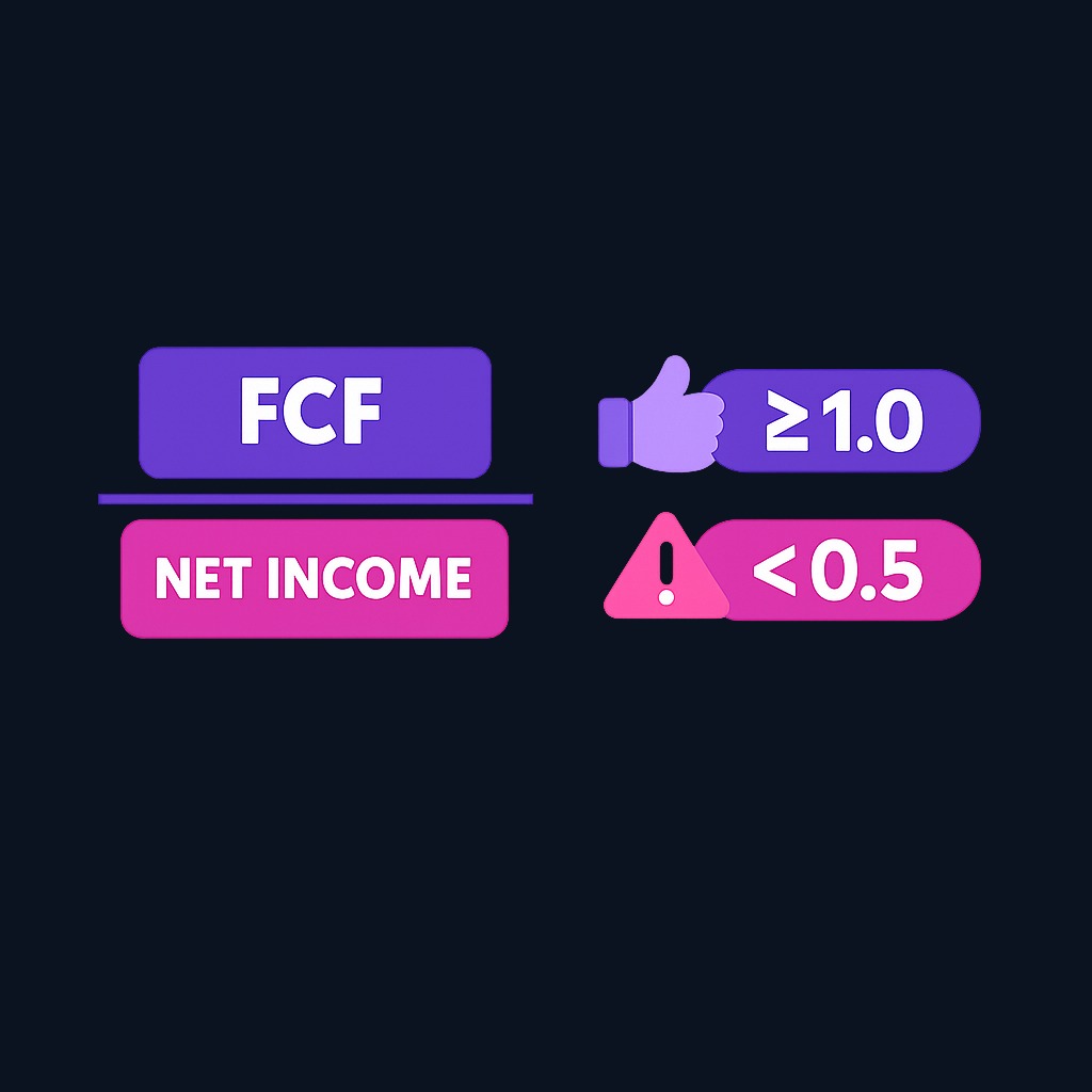 The ratio of free cash flow to net income over multiple years is one of the most powerful quality signals in fundamental analysis. Persistently strong profits paired with weak cash conversion often points to aggressive accounting or growing uncollected receivables.