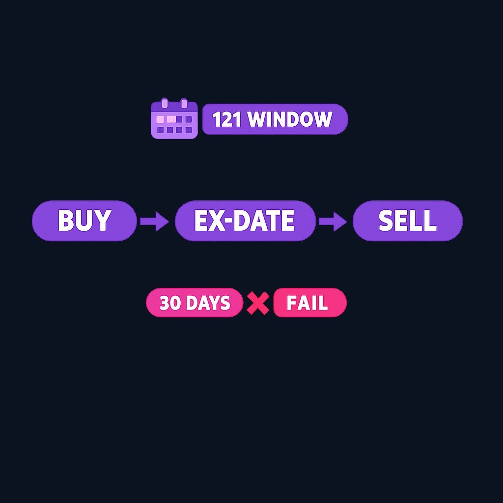 If you buy stock just before the ex-dividend date and sell quickly, you may not hold it long enough to meet the 61-day test within the 121- day window. The dividend then fails qualified treatment and is taxed as ordinary income, even though the company paid it.