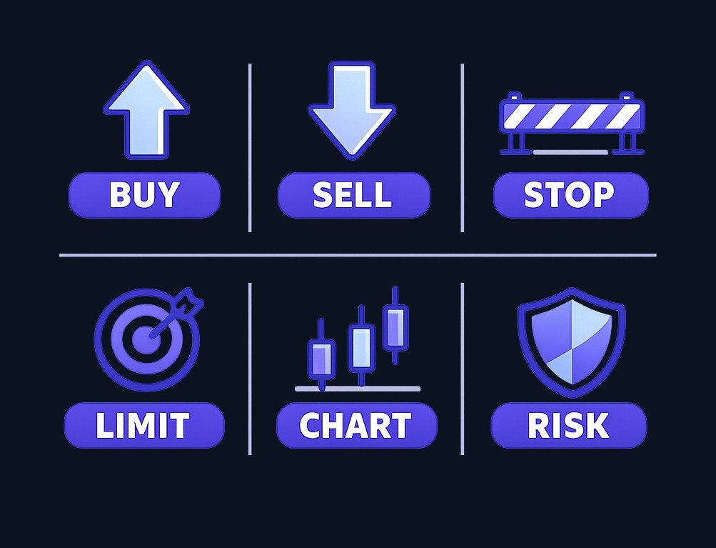 Week one focuses on the essential vocabulary: order types, price quotes, basic chart patterns, and risk terms. You're building fluency, not