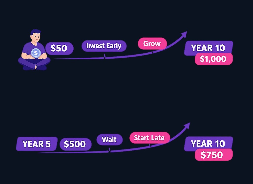 Starting with a small amount today typically beats waiting years for a larger sum. The habit of consistent contributions and the time your