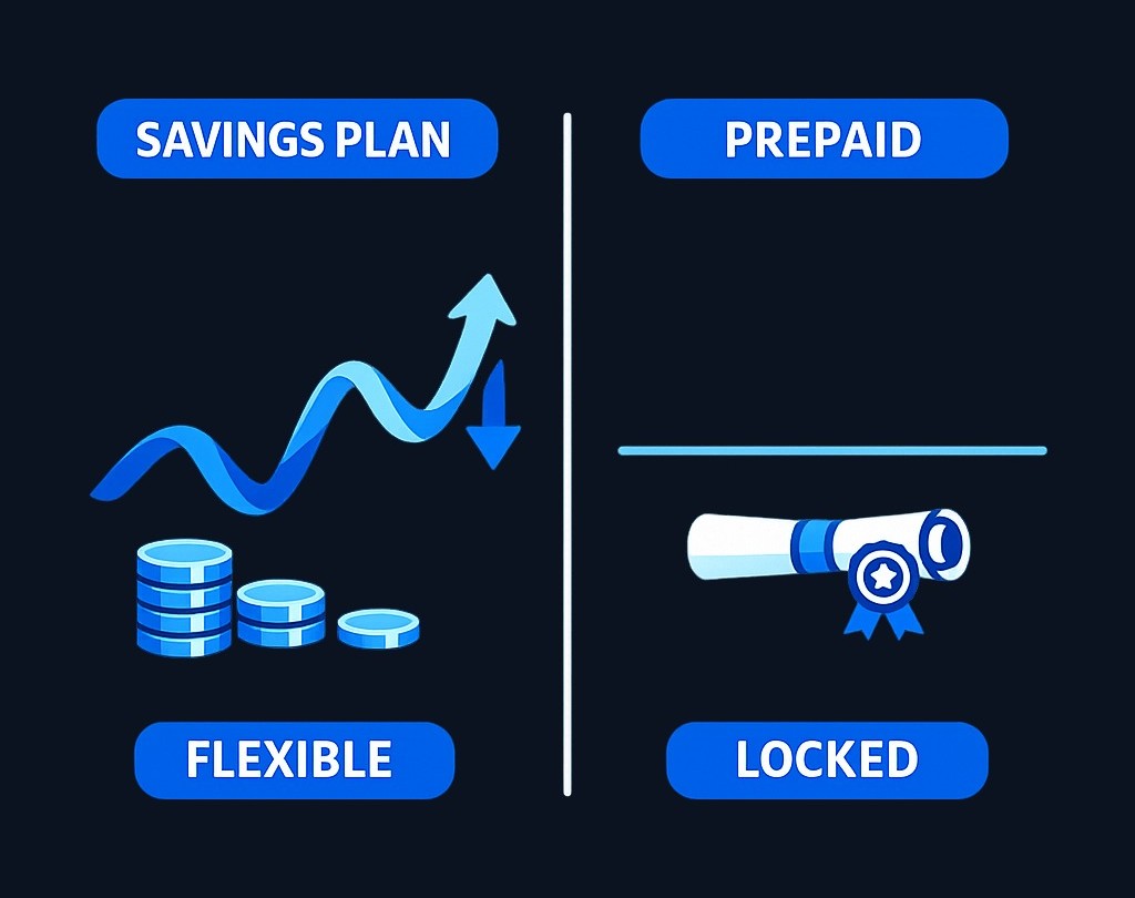 Education savings plans invest your contributions in market-based options (stocks, bonds, funds), so account value fluctuates. Prepaid