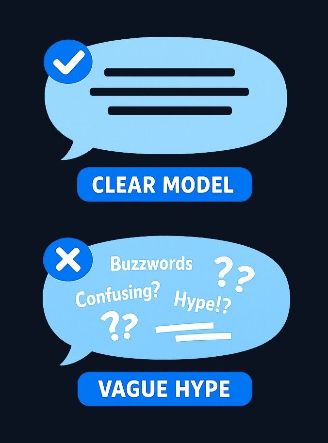 A clear business model can be explained in two sentences: what the company sells and why customers choose it. If you can't articulate