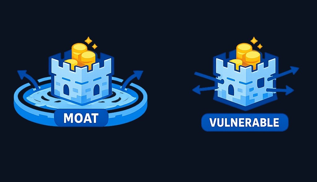 Durable competitive advantages — strong brands, high customer switching costs, or cost leadership — act as moats that protect profit margins from rivals. A profitable company without defenses invites competition that erodes returns.