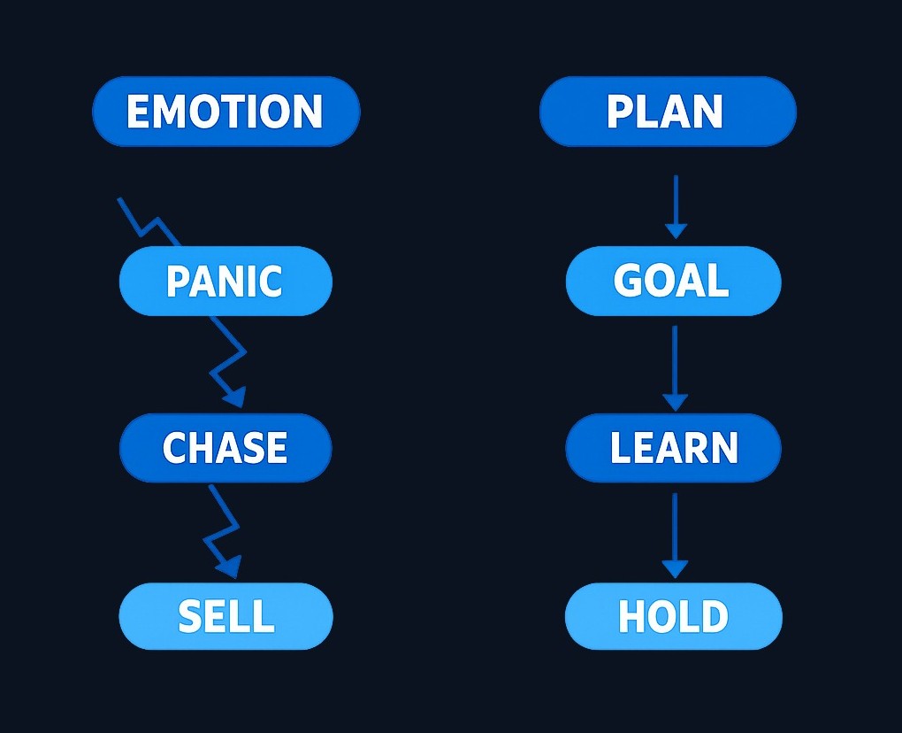 Common beginner mistakes often stem from emotional reactions and unclear goals. A written plan helps you avoid panic-selling, chasing