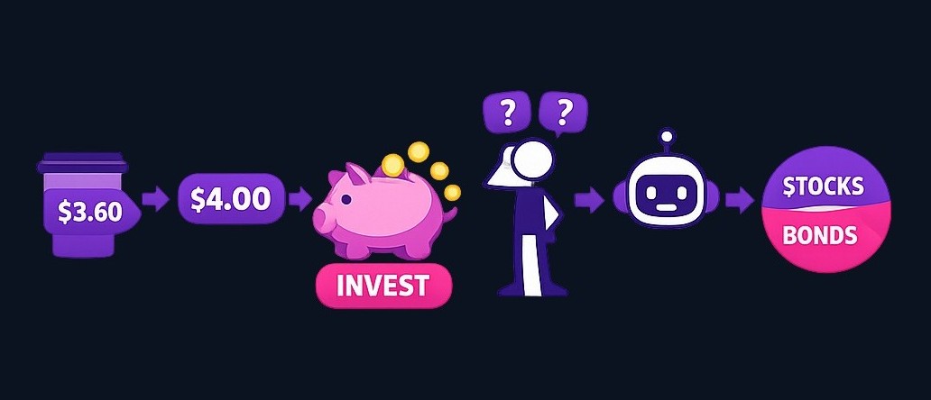 Round-up investing automatically invests spare change from card purchases. Automated portfolios (robo-advisors) build and manage