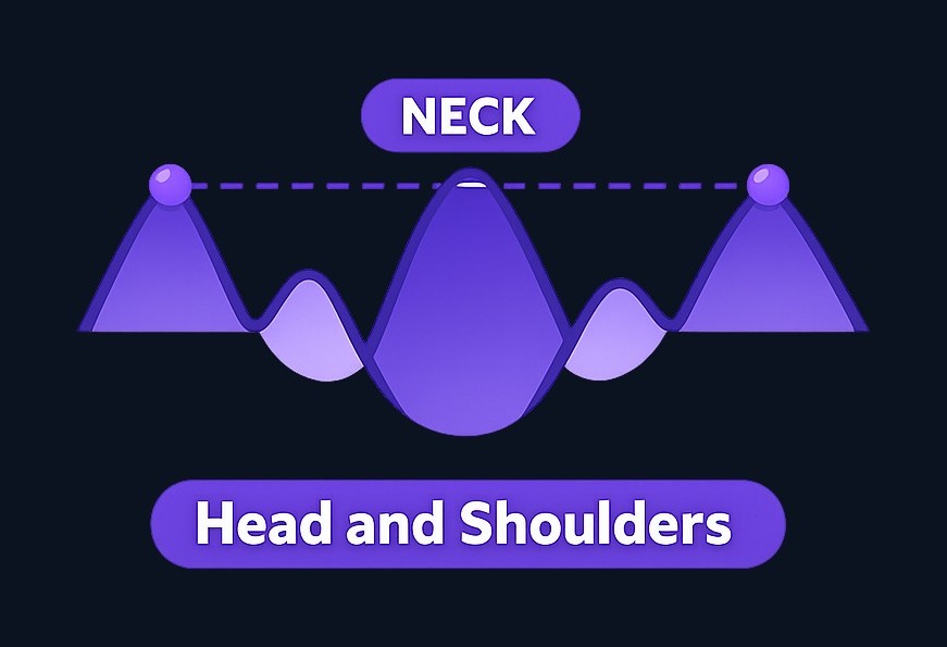 The neckline can be horizontal or slightly angled, connecting the swing highs between the shoulders and head. Many traders wait for