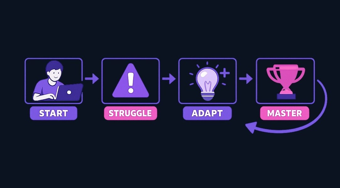 Here's how AI learning works: You start a lesson on stock trading. The system detects you're struggling with stop-loss concepts, so it
