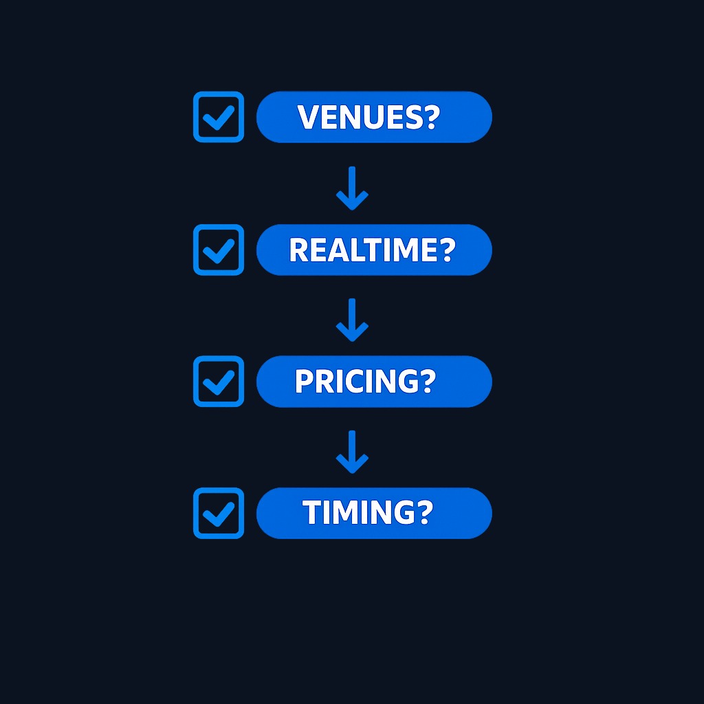 Before subscribing to any market-data feed, verify: which venues are included in the feed, whether quotes arrive in real-time or are delayed, whether you qualify for non-professional pricing, and whether your strategy actually uses short-term liquidity information. If you hold positions for days or weeks, depth may add little value.