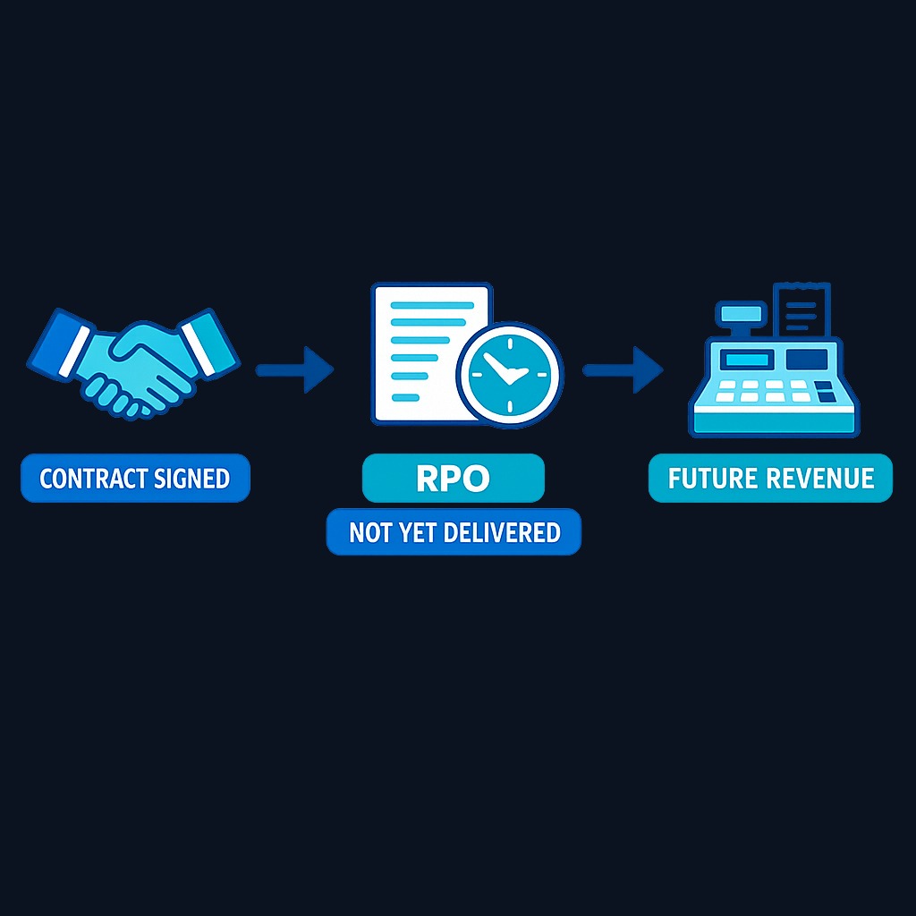 Remaining Performance Obligations (RPO) represents business that customers have already contracted and paid for, but that the company hasn't yet delivered or recorded as revenue. It's a forward-looking measure harder to manipulate than guidance, making it valuable for assessing future growth.