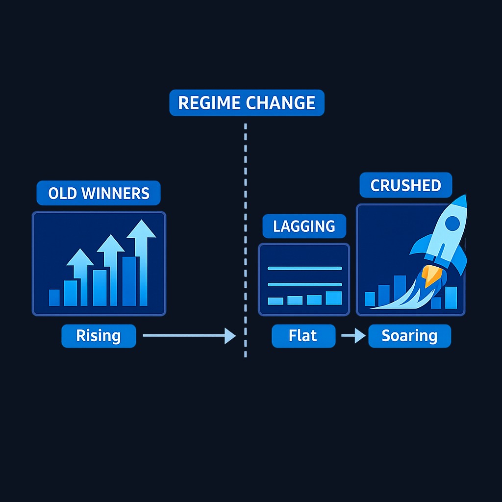 At a regime change, momentum portfolios hold yesterday's winners just as the market flips. Recent winners stall while beaten-down stocks snap back hardest, causing the portfolio to lag until the next rebalancing catches up. Is momentum better than value investing?