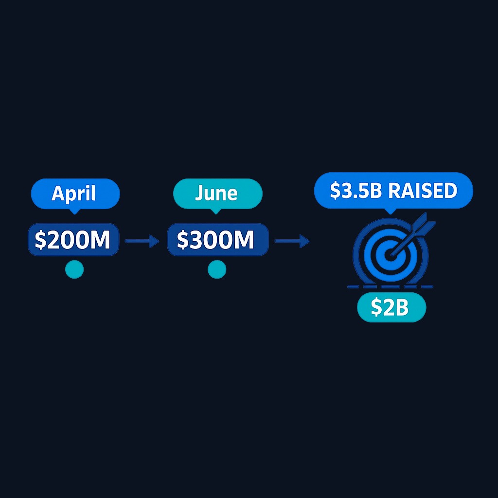 Moonshot's funding momentum: the company targeted $2 billion but raised $3.5 billion as Kimi K3 pushed annualized revenue past $300 million—a 50% increase from April levels.