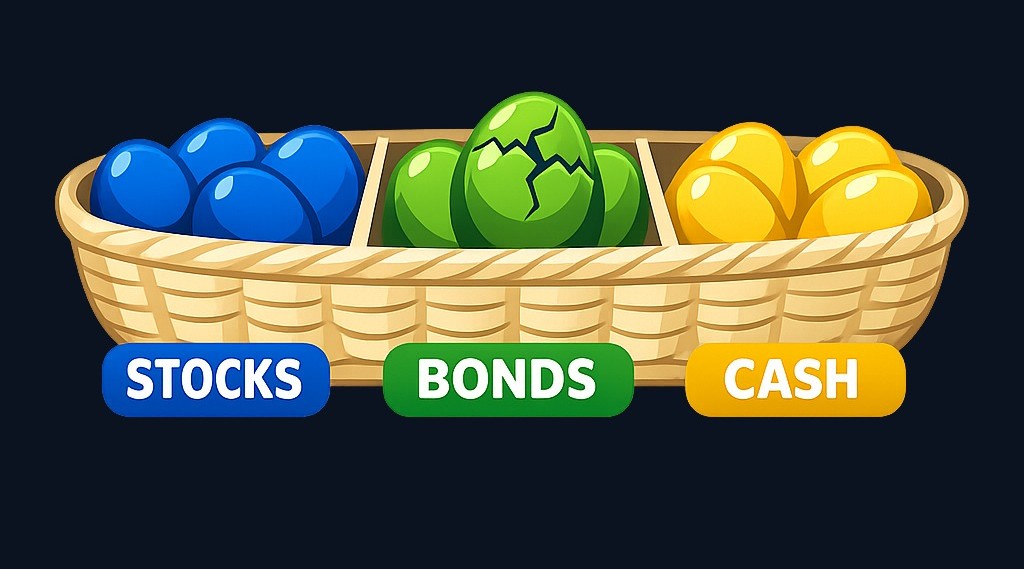 Diversification means spreading investments across multiple holdings, reducing exposure to any single risk source. Like eggs in separate