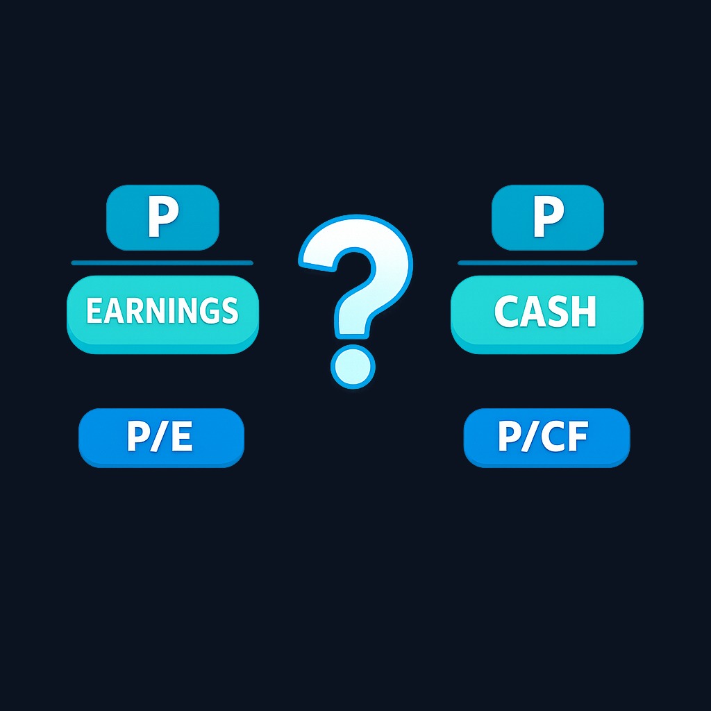 P/CF versus P/E: When these two ratios disagree sharply for the same company, earnings and cash have diverged. Persistent profits without