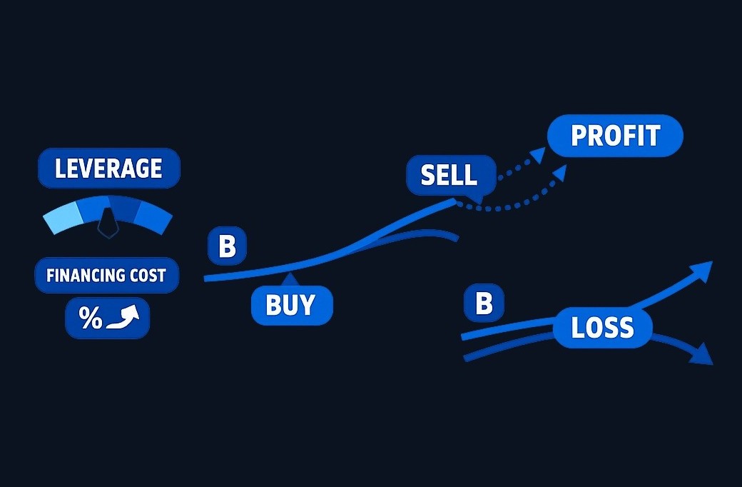 A relative-value hedge trade: buy the undervalued security, short the overvalued one, profit when the relationship normalizes. The trade