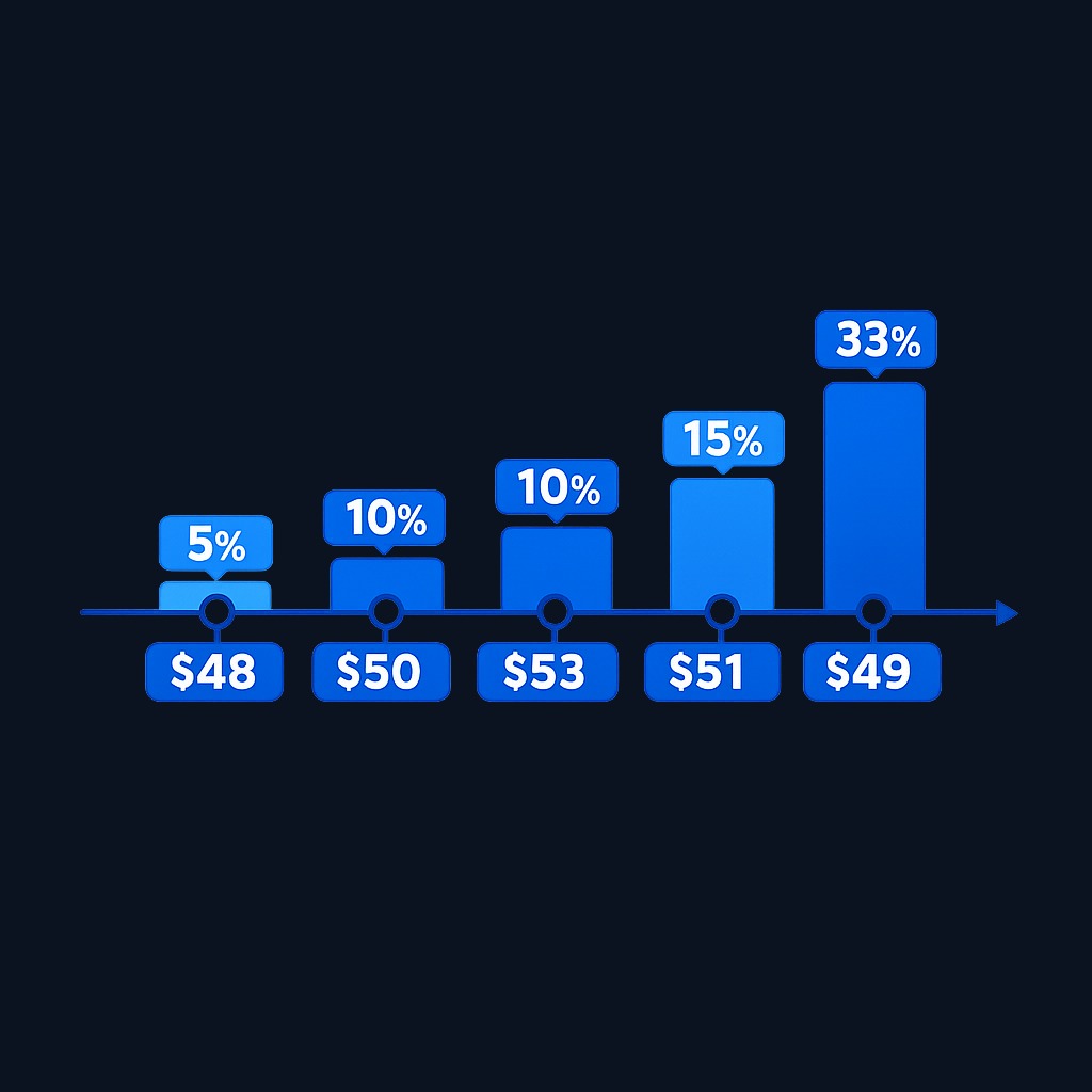 How an EMA processes data: the most recent close receives the largest weight (≈9.5% for a 20-period EMA), and all prior data is retained but weighted exponentially less as it ages. This creates faster response to new price action compared to an SMA.