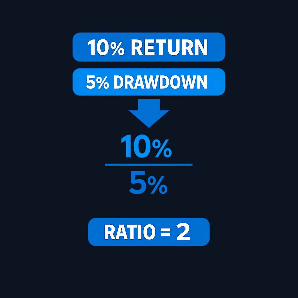 The Calmar ratio in action: a fund earning 10% annually with a 5% maximum drawdown scores a ratio of 2.0, meaning it delivered twice its worst loss as annual gain.