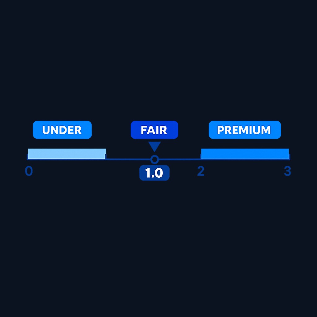Common PEG interpretation bands: Below 1.0 may indicate undervaluation relative to growth; around 1.0 suggests fair value; above 2.0 often signals a premium price. These are guidelines, not absolutes—context and industry norms matter.