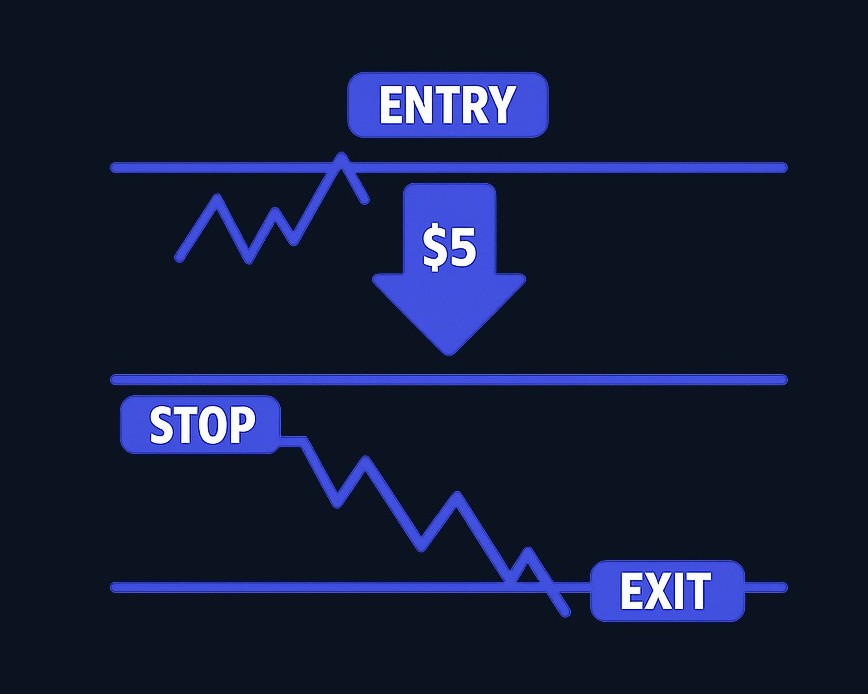 Before entering a trade, mark your exit: the price level where your idea is wrong. If you buy at $100 and set your stop at $95, you exit