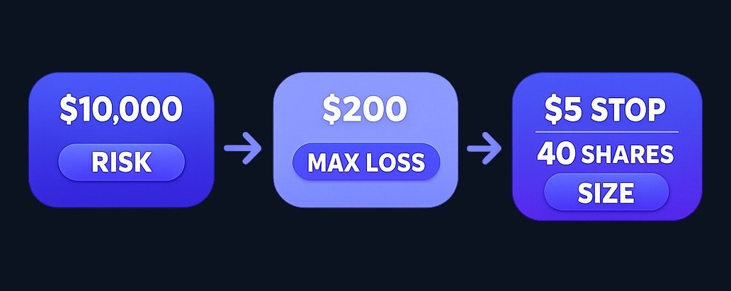 If your virtual account holds $10,000 and you risk 2% per trade, that's $200 maximum risk. If your stop-loss is $5 per share (entry $100,