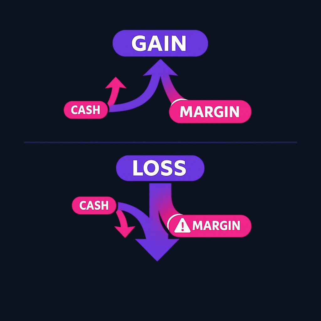 Leverage amplifies outcomes in both directions. When returns exceed the interest rate, gains multiply—but when they fall short, losses
