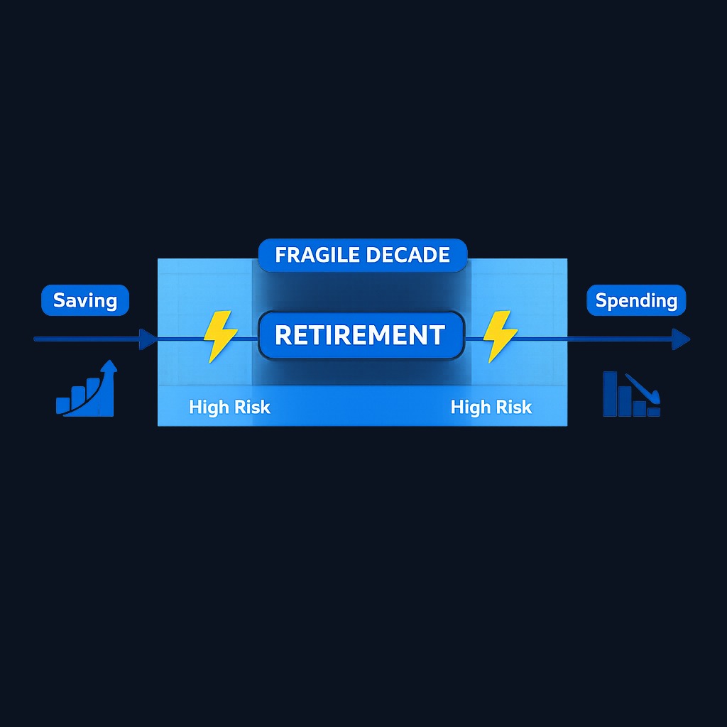 The fragile decade: the five years before and after retirement are when sequence risk hits hardest. Strong returns here build a cushion; early