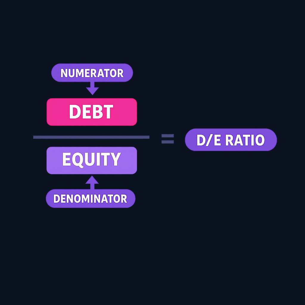 The debt-to-equity ratio compares interest-bearing debt (numerator) with shareholders' equity (denominator), both taken from the balance sheet.