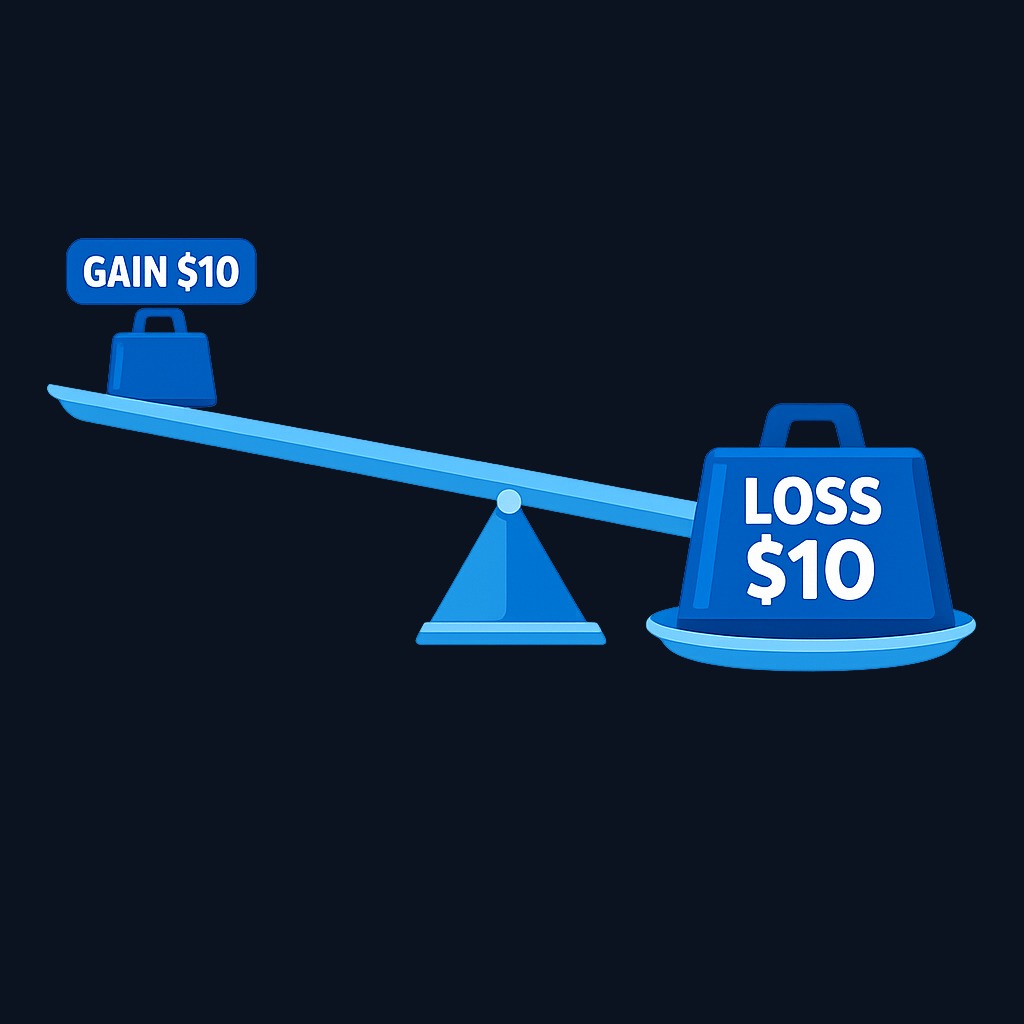 Loss aversion means a $10 loss hurts roughly twice as much as a $10 gain feels good, creating powerful pressure to avoid realizing losses even when rational.