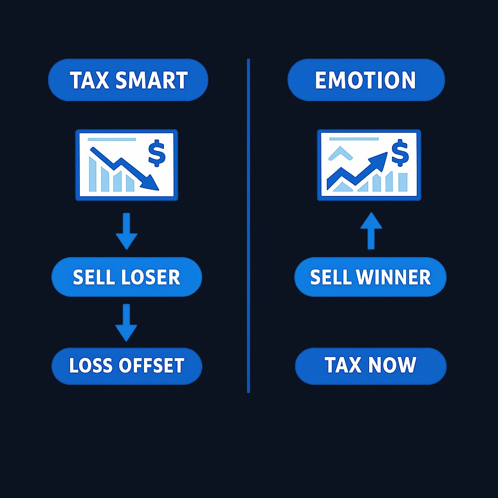Tax-efficient investing realizes losses to offset gains, but the disposition effect drives the opposite behavior, creating taxable gains early while deferring valuable loss deductions.