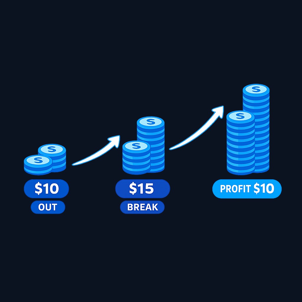 When the stock rises above the exercise price, the warrant gains intrinsic value. In this example, the warrant holder can buy at $15 what the