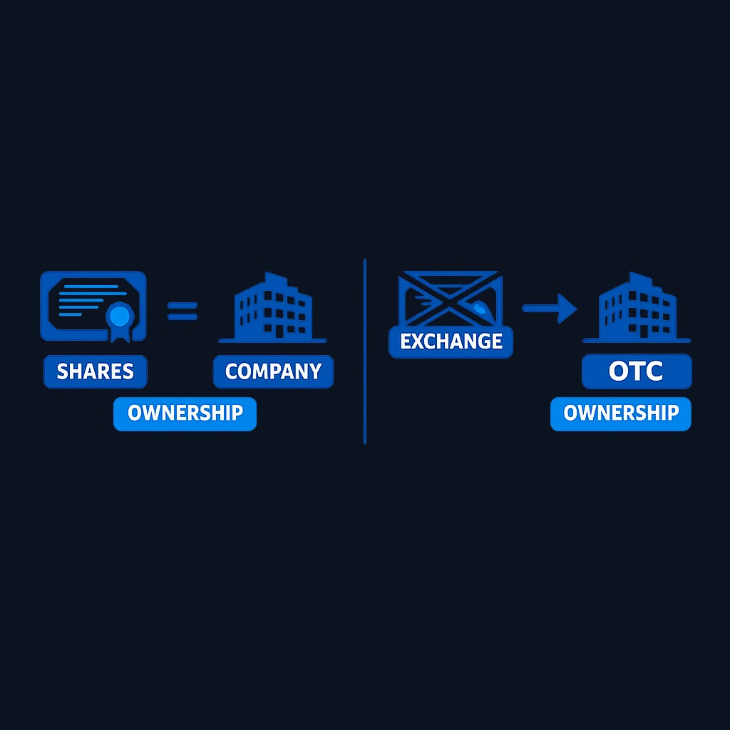 Your shares represent ownership in the company. Delisting removes the stock from the exchange but does not erase your ownership—what changes is where and how the shares can trade.