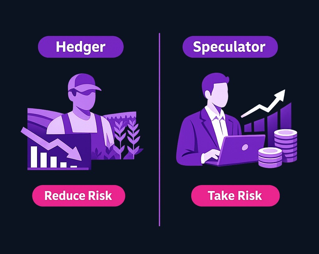 The same derivative contract can be a hedge for one participant and a speculative position for another.