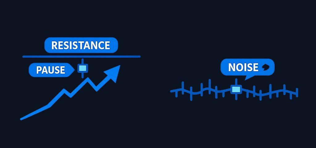 A doji near a key level (support, resistance, or moving average) in a clear trend carries more weight than one drifting in open space.