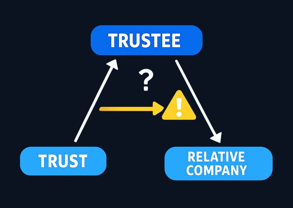 A trustee considering a company owned by a relative faces a clear conflict: the family connection could compromise impartial judgment.