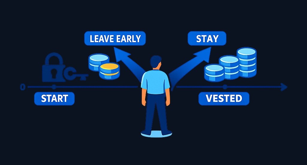 Vesting is the process that makes employer-provided benefits yours to keep. Before full vesting, leaving a job may mean losing some or