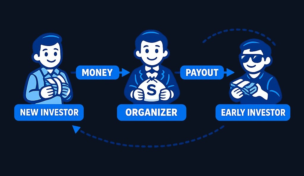 In a Ponzi scheme, money from new investors flows to pay earlier investors, creating the illusion of investment returns. The operation