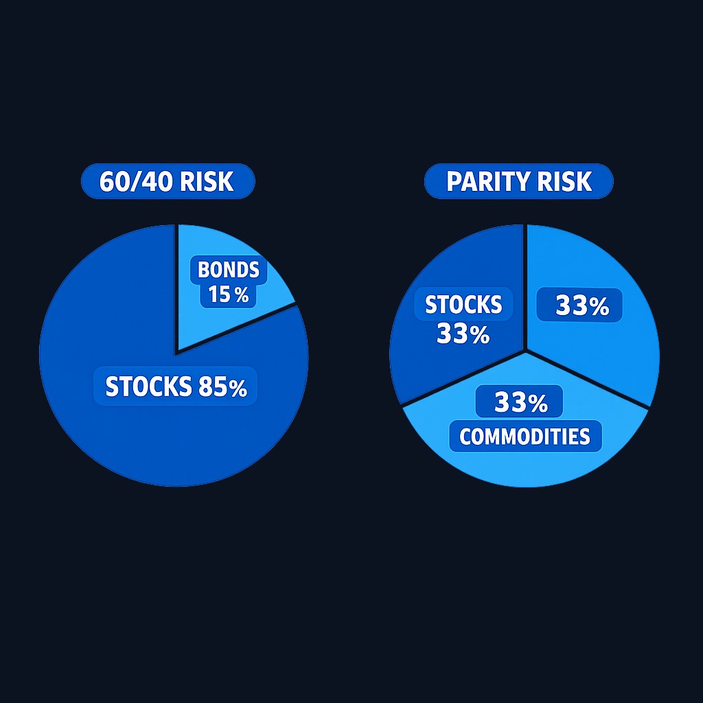 A traditional 60/40 portfolio may look balanced by dollars, but equities often drive 80-90% of the total risk due to higher volatility.
