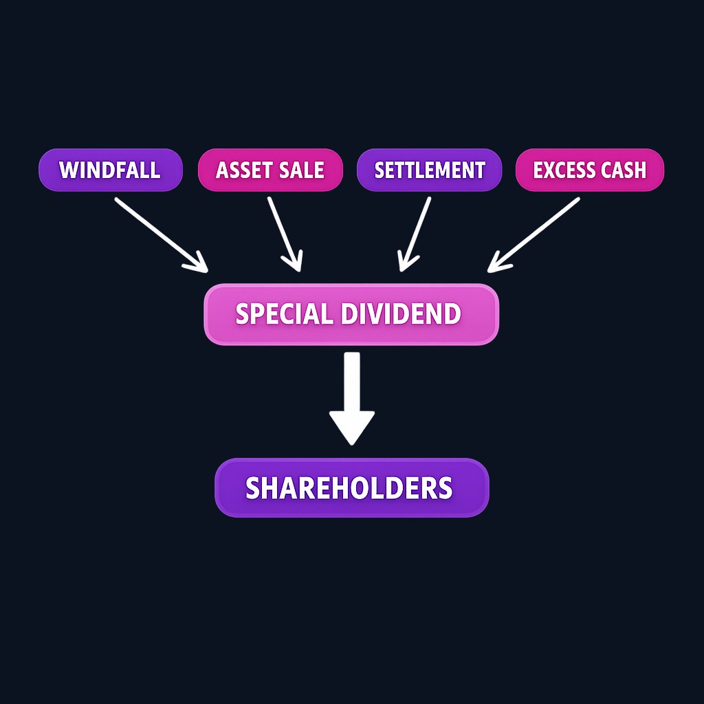 Special dividends flow from one-time events like asset sales or windfalls, not from ongoing operations. Understanding the source helps investors assess whether the distribution signals strength or restructuring.