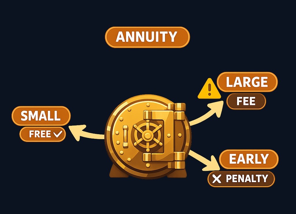 Accessing your annuity money may involve several conditions. Partial withdrawals might be allowed up to a limit, but surrender charges