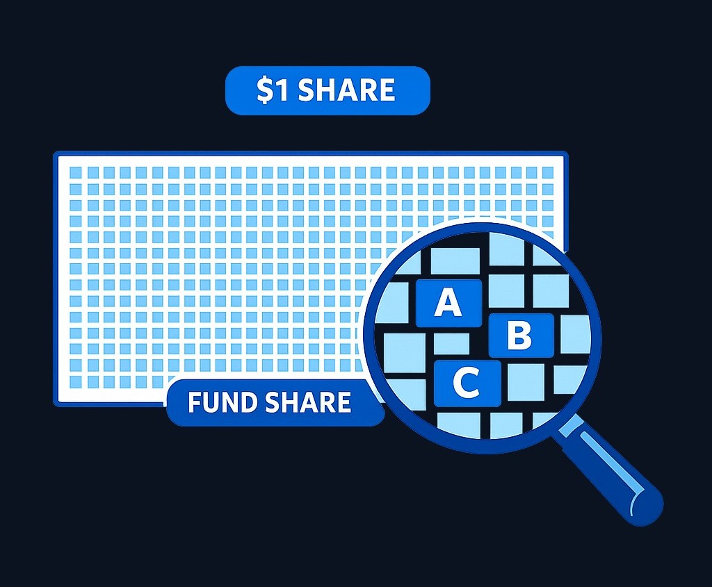 One share of an S&P 500 index fund gives you fractional ownership across all 500 companies — instant diversification in a single transaction.